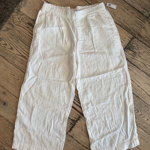 Old Navy Wide Leg Linen Gauze White pants size L NWT